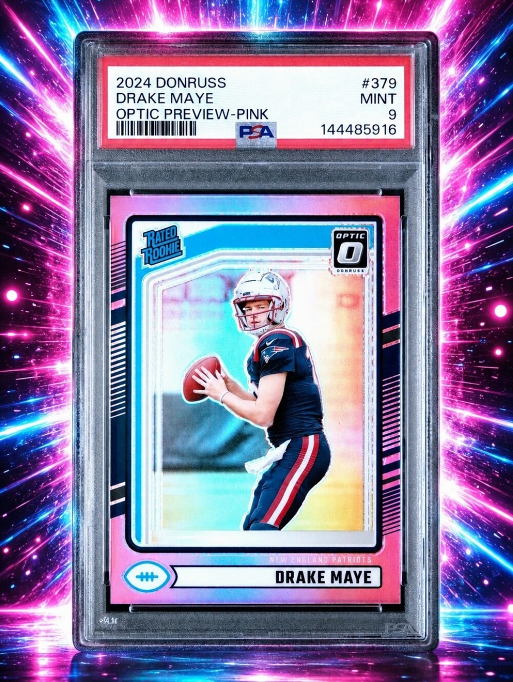 Panini Pink Optic Drake Maye Rookie Card - Vibrant Pink Border
